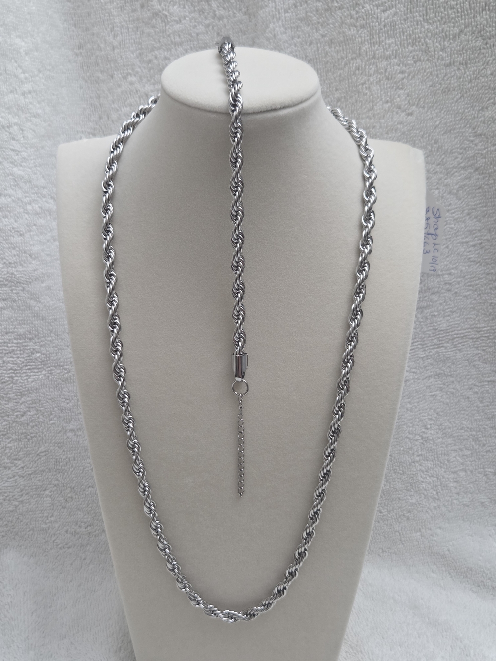 Stainless Steel Silver-Tone Rope Chain Necklace & Bracelet Set